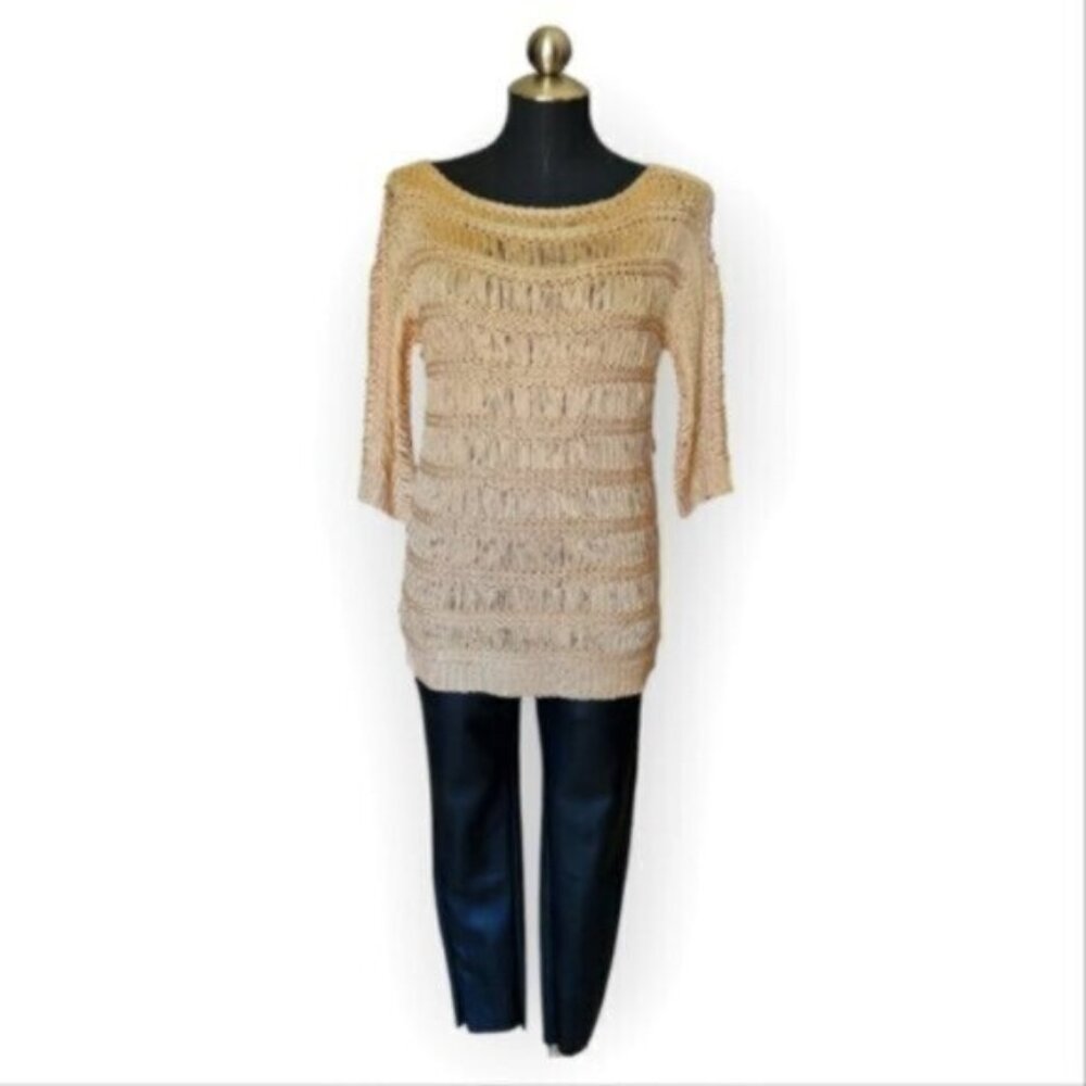 Frank Lyman Ribbon Crocheted Tunic Top NWT Sz M